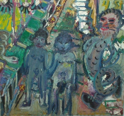Jay Milder, Expulsion IND, 1966, oil on Canvas, 34 x 36 in. 